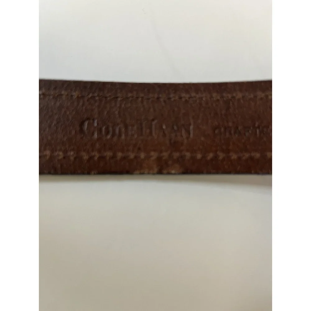 Men's COLE HAAN Dark Brown Leather Dress Belt Brass‎ Buckle Sz 38